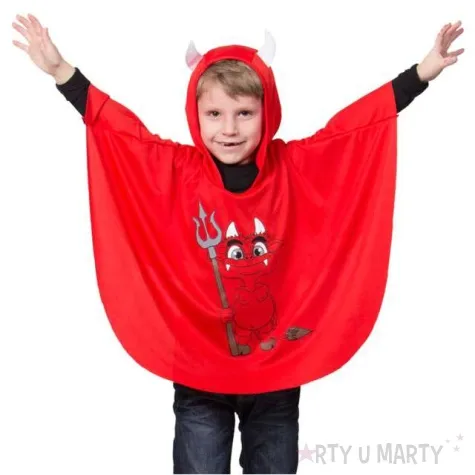 stroj dla dzieci peleryna diabelek folat czerwony roz uniw