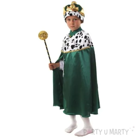 stroj dla dzieci peleryna krola kraszek zielona roz 134 140 cm