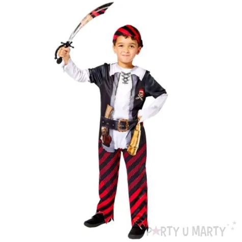 stroj dla dzieci pirat eko w paski czarny amscan 104 116 cm