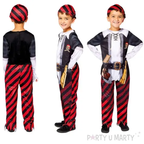 stroj dla dzieci pirat eko w paski czarny amscan 116 128 cm