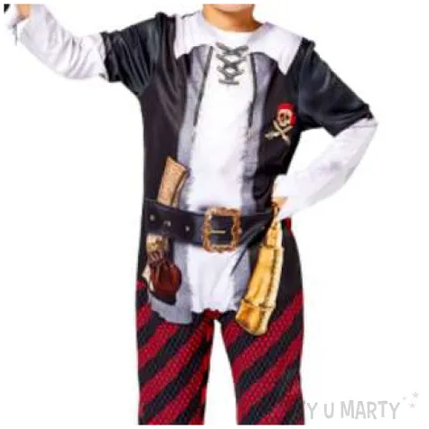 stroj dla dzieci pirat eko w paski czarny amscan 116 128 cm