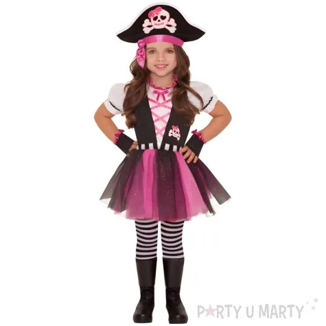 stroj dla dzieci piratka czarno rozowy amscan rozm 98 104 cm