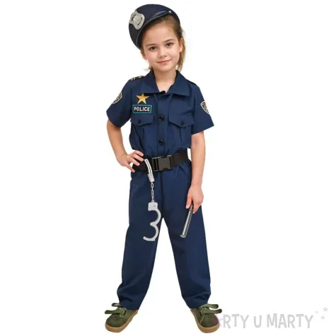 stroj dla dzieci policjant granatowy partydeco rozm 116 128 cm