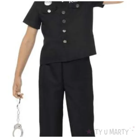 stroj dla dzieci policjant z odznaka czarny smiffys rozm 130 140 cm