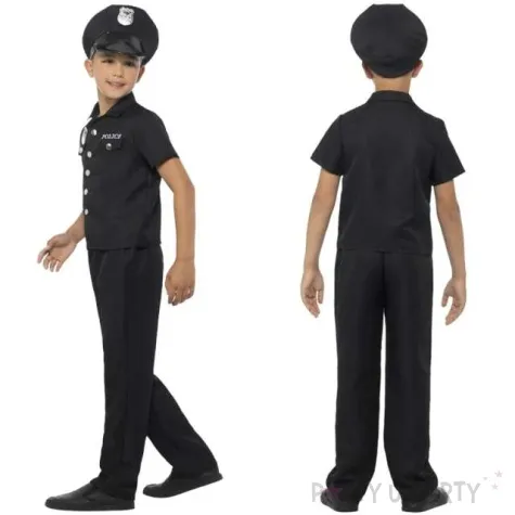 stroj dla dzieci policjant z odznaka czarny smiffys rozm 146 158 cm