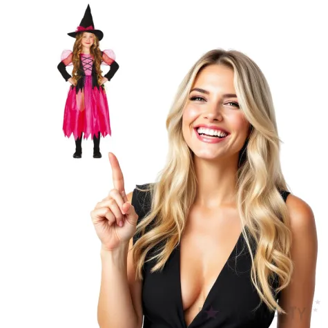 stroj dla dzieci rozowa czarownica guirca rozm 10 12 lat