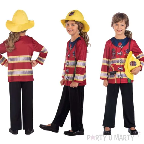 stroj dla dzieci strazak eko w kasku bordowy amscan 128 140 cm