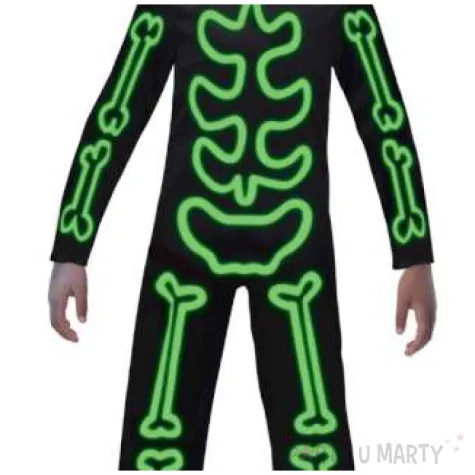 stroj dla dzieci swiecacy szkielet zielony amscan 128 140 cm