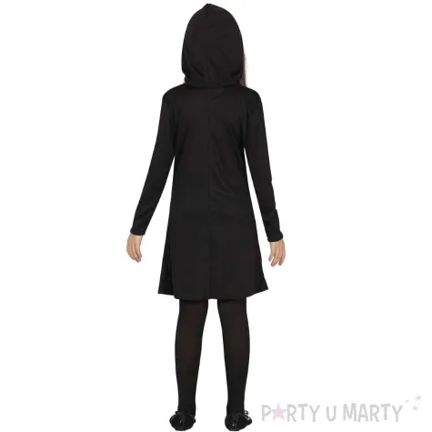 stroj dla dzieci szkieletorka kaptur czarny bialy guirca 146 152 cm