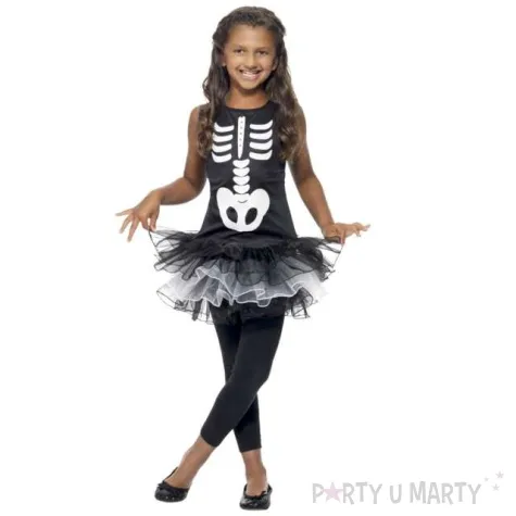 stroj dla dzieci szkieletorka tutu czarno bialy smiffys rozm 130 140 cm