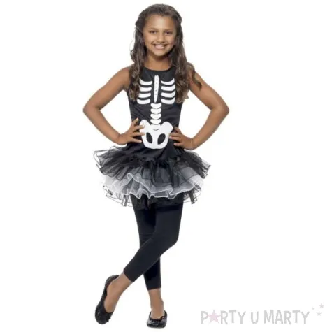 stroj dla dzieci szkieletorka tutu czarno bialy smiffys rozm 130 140 cm
