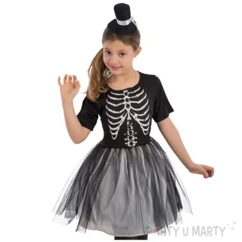 stroj dla dzieci szkieletorka z kapeluszem czarny carnival toys 6 7 lat