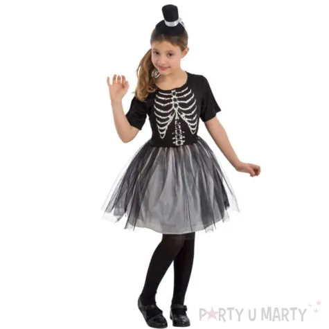 stroj dla dzieci szkieletorka z kapeluszem czarny carnival toys 8 9 lat