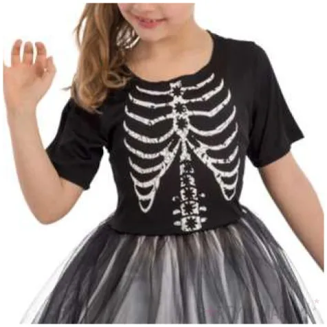 stroj dla dzieci szkieletorka z kapeluszem czarny carnival toys 8 9 lat
