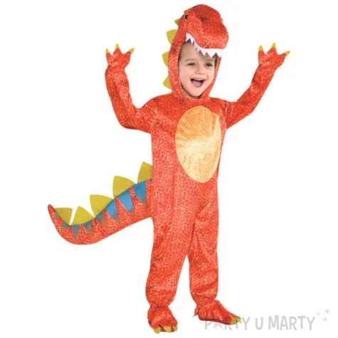 stroj dla dzieci t rex kombinezon pomaranczowy amscan rozm 122 134 cm