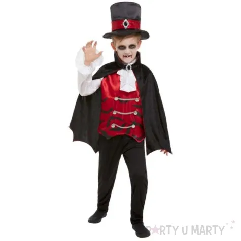 stroj dla dzieci wampir peleryna czarno czerwony smiffys 116 128 cm