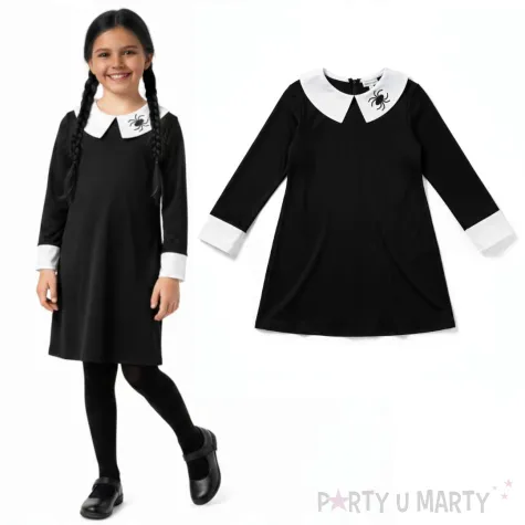 stroj dla dzieci wednesday addams gotycka uczennica godan rozm 130 140 cm