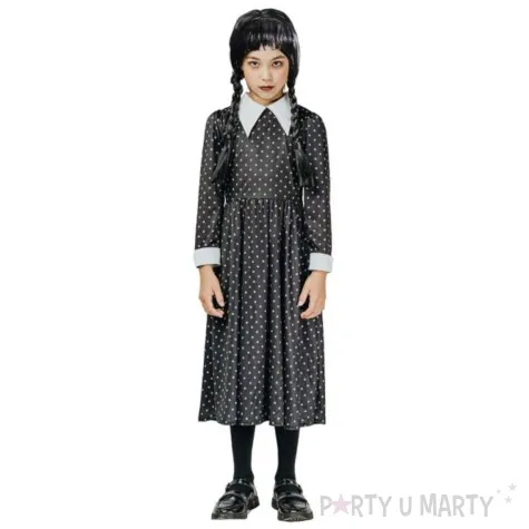 stroj dla dzieci wednesday addams gotycka uczennica sukienka godan rozm 120 130 cm