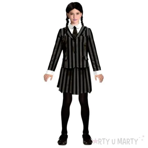 stroj dla dzieci wednesday addams gotycka uczennica zakiet godan rozm 130 140 cm
