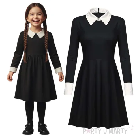 stroj dla dzieci wednesday addams partytino rozm 122 128 cm