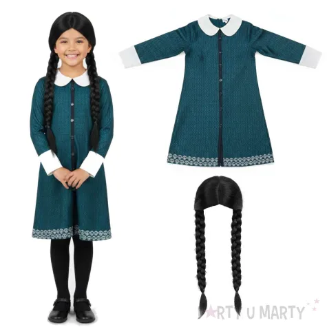 stroj dla dzieci wednesday addams turkusowy smiffys 116 128 cm