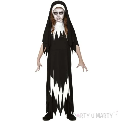 stroj dla dzieci zakonnica opetana czarny bialy guirca 110 116 cm