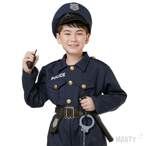 stroj dla dzieci zestaw policjanta zestaw mundur i akcesoria granatowy godan rozm 110 120 cm