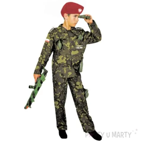 stroj dla dzieci zolnierz w czerwonym berecie partytino 146 152 cm