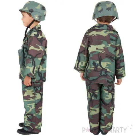 stroj dla dzieci zolnierz w moro smiffys rozm 130 140 cm
