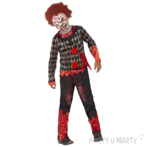 stroj dla dzieci zombie klaun czarno czerwony smiffys rozm 130 140