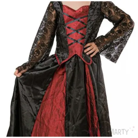 stroj dla dziecka na halloween gotycka wampirzyca spodnica i bluzka z kolnierzem 110 120