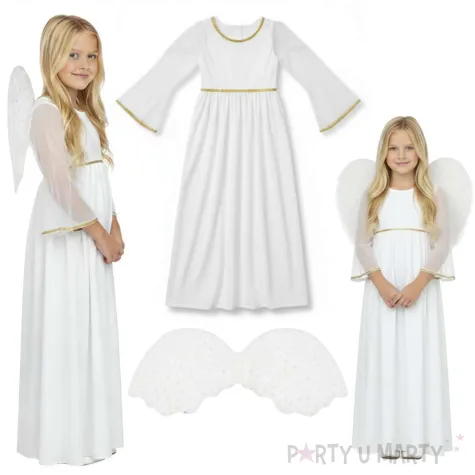 stroj dla dziecka na jaselka karnawal swieta aniol sukienka i skrzydla przedstawienie 130 140