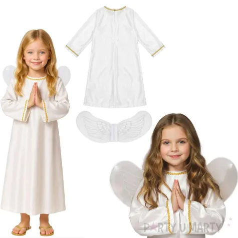 stroj dla dziecka na jaselka karnawal swieta aniol sukienka i skrzydla przedstawienie 146 152