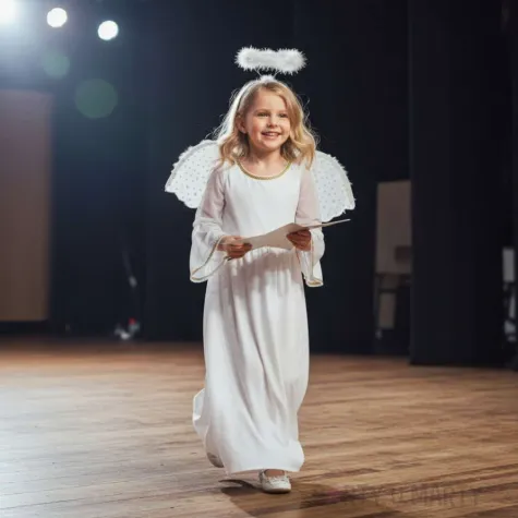 stroj dla dziewczynki na jaselka aniol sukienka skrzydla aureola rozm 130 140 cm