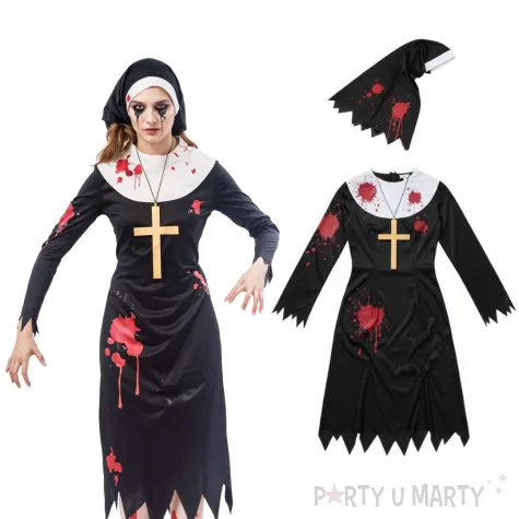 stroj dla kobiety na halloween zakonnica zombie amscan rozm l