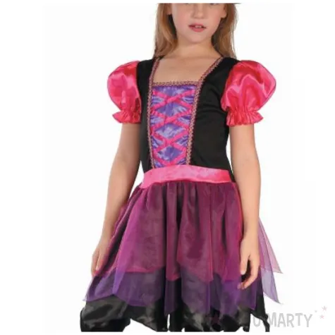 stroj dzieciecy na halloween andrzejki czarownica zestaw sukienka i kapelusz rozm 120 130