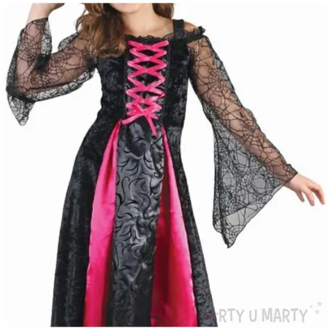 stroj dzieciecy na halloween andrzejki czarownica zestaw sukienka i kapelusz rozm 120 130