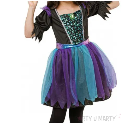 stroj dzieciecy na halloween andrzejki gwiezdna czarownica sukienka i kapelusz rozm 130 140