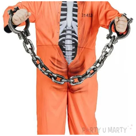 stroj dzieciecy na halloween i karnawal dla chlopca kosciotrup wiezien kombinezon rozm 120 130