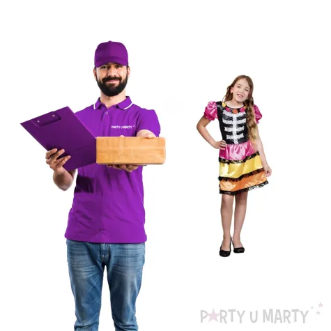 stroj dzieciecy na halloween karnawal sukienka kolorowy szkieletor rozm 130 140