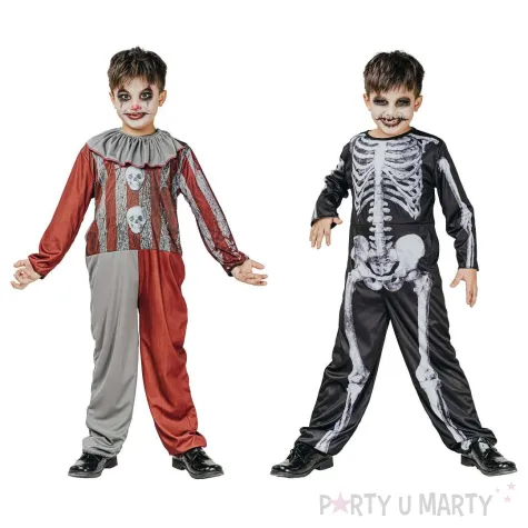 stroj dzieciecy na halloween karnawal szalony klaun kombinezon i kolnierz 130 140