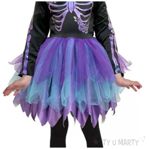 stroj dzieciecy na halloween karnawal szkieletorka kosciotrup blyszczaca sukienka 120 130