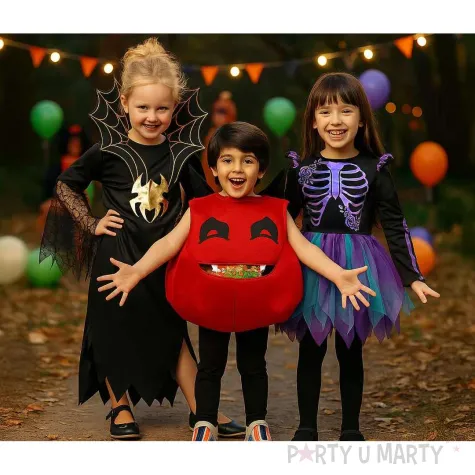 stroj dzieciecy na halloween karnawal szkieletorka kosciotrup blyszczaca sukienka 130 140