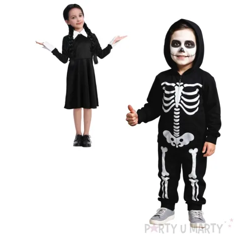 stroj dzieciecy na karnawal i halloween gotycka sukienka wednesday addams cosplay 130 140