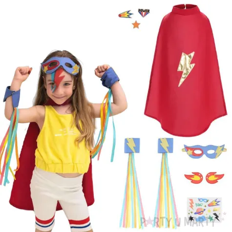 stroj dzieciecy superbohater zestaw w walizce kostium dla dziecka na karnawal rozm 92 104