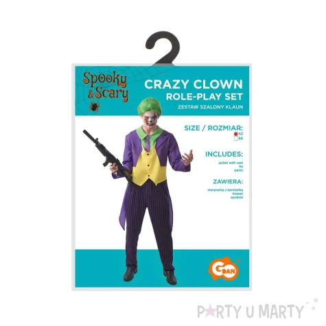 stroj meski na halloween karnawal szalony klaun morderca joker garnitur rozm m