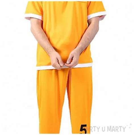 stroj meski na halloween kostium wiezien zestaw karnawal pomaranczowy rozm s m l