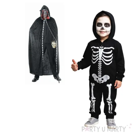 stroj meski na halloween peleryna z kapturem wampir czarna dodatek karnawal m