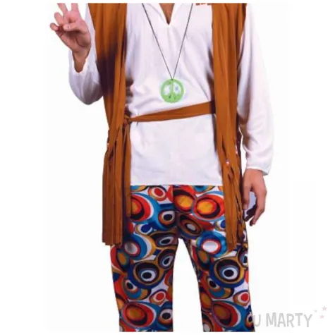 stroj meski na karnawal zestaw hipisa bluzka kamizelka opaska spodnie pasek rozm l