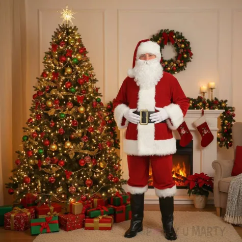 stroj meski na swieta boze narodzenie mikolajki zestaw swiety mikolaj deluxe s m l xl